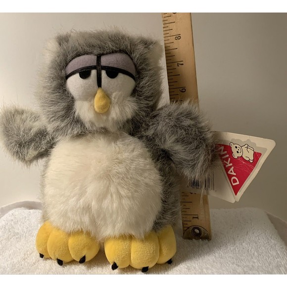 Dakin Gray Wise OWL 1993 Plush Stuffed Animal Toy 9" Vintage New With Tags - Picture 2 of 11